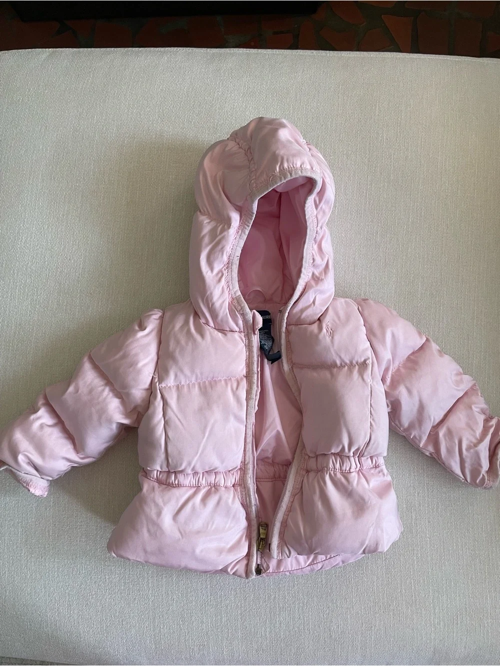Ralph Lauren Light Pink Quilted Puffer Jacket with Hood